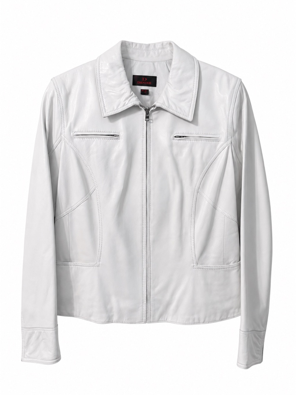 Danier Genuine Leather White Zip Jacket | Women’s Large
